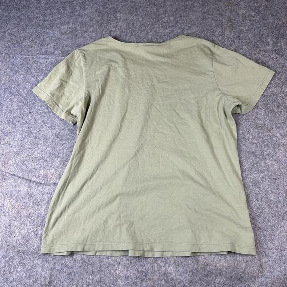 Flax Shirt Womens Large Cotton Light Green Rounded Neck Made In USA Flaw - Picture 5 of 8